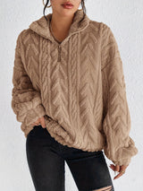 Plush Zip-Up Hooded Jumper, Relaxed Fit