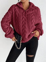 Plush Zip-Up Hooded Jumper, Relaxed Fit