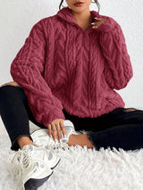 Plush Zip-Up Hooded Jumper, Relaxed Fit