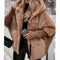 Cozy Faux Fur Coat for Women with Hooded Collar Long Sleeve Quilted Puffer Oversized Style