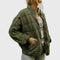 Cozy Quilted Puffer Coat for Women with Stand Collar Long Sleeve Zip Up Oversized Style