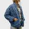 Cozy Quilted Puffer Coat for Women with Stand Collar Long Sleeve Zip Up Oversized Style
