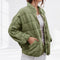 Cozy Quilted Puffer Coat for Women with Stand Collar Long Sleeve Zip Up Oversized Style
