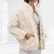 Cozy Quilted Puffer Coat for Women with Stand Collar Long Sleeve Zip Up Oversized Style
